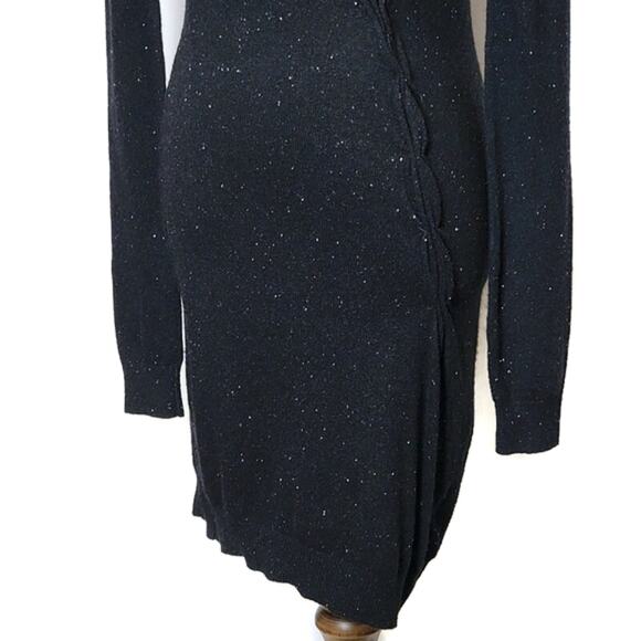 ALLSAINTS Black Speckled Midi Sweater Dress V Neck Long Sleeve Casual Wear 4 - Picture 7 of 16